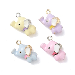 (52) Непрозрачная лаванда Подвески из эмали и сплава, Слон прелести, платиной и золотом, разноцветные, 18x11x8 мм, отверстие : 1.4 мм