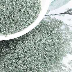 (RR3511) Transparent Olive Luster MIYUKI Round Rocailles Beads, Japanese Seed Beads, (RR3511) Transparent Olive Luster, 15/0, 1.5mm, Hole: 0.7mm, about 5555pcs/bottle, 10g/bottle