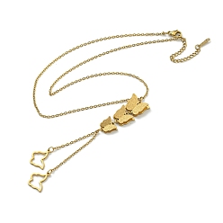 Золотой Ионное покрытие (ip) 304 ожерелья из нержавеющей стали с подвеской в виде бабочки, золотые, 15.94 дюйм (40.5 см)