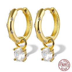Прозрачный Серьги-кольца из настоящего 18k позолоченного 925 стерлингового серебра, серьги-подвески с бриллиантами и цирконием, с печатью 925, прозрачные, 22x13 мм
