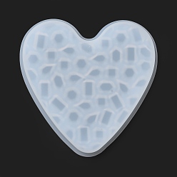 Heart Silicone Diamond Texture Cup Mat Molds, Resin Casting Molds, for UV Resin & Epoxy Resin Craft Making, Heart Pattern, 122x123x9mm, Inner Diameter: 111x111x7mm