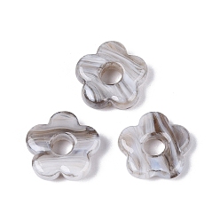 Светло-серый Двухцветные бусины ручной работы из стекла, изготовленные в Европе., бусины с большим отверстием, цветок, светло-серый, 15~16x15.5~16x3~4.5 мм, отверстие : 4~5 мм