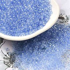Васильковый Прозрачные цветные стеклянные круглые бусины, васильковый, 2~2.5x1.5 мм, отверстие : 1 мм, Около 28125 шт / фунт