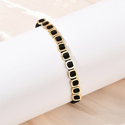 Настоящее золото 18K Квадратные латунные хлопковые шнуры регулируемые плетеные браслеты, стойки покрытие, долговечный, без кадмия и без свинца, реальный 18 k позолоченный, внутренний диаметр: 1-3/4~3 дюйм (4.4~7.5 см)