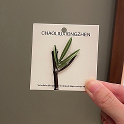 Зеленый Электролитически покрытые бамбуковые значки из сплава для рюкзака и одежды, зелёные, 52x28.5 мм