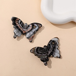 Black Handmade Lampwork Pendants, Butterfly, Black, 38x60mm