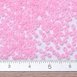 (RR518) Cotton Candy Pink Lined MIYUKI Round Rocailles Beads, Japanese Seed Beads, (RR518) Cotton Candy Pink Lined, 11/0, 2x1.3mm, Hole: 0.8mm, about 1100pcs/bottle, 10g/bottle