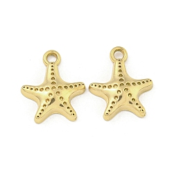  Ion Plating(IP) 304 Stainless Steel Pendants, Starfish Charm, Real 18K Gold Plated, 16x13.5x3mm, Hole: 2mm