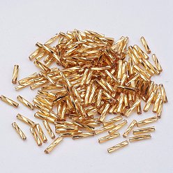 Gold Glass Twisted Bugle Beads, Metallic Colours,Gold, 5x2mm, Hole: 0.5mm, about 16000pcs/bag