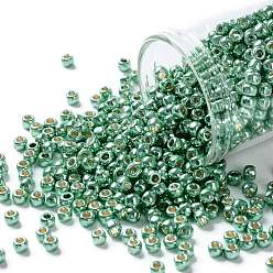 (PF561) PermaFinish Teal Aqua Metallic TOHO Round Seed Beads, Japanese Seed Beads, (PF561) PermaFinish Teal Aqua Metallic, 8/0, 3mm, Hole: 1mm, about 222pcs/bottle, 10g/bottle