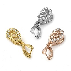 (52) Непрозрачная лаванда Покрытие стойки латунное микропаве прозрачный кубический цирконий зажимные скобы для ледорубов, долговечный, без свинца и без кадмия, слеза, разноцветные, 17.5x6x5 мм, отверстие : 6x2 мм, штифты : 0.7 мм