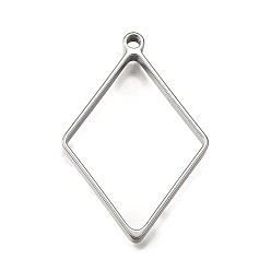 Rhombus 304 подвески из нержавеющей стали, ромб, 38.5x25.5x3 мм, отверстие : 2 мм