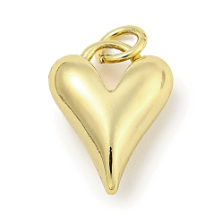 Настоящее золото 18K Латунные подвески, с прыжковых колец, без кадмия и без свинца, долговечный, сердце, реальный 18 k позолоченный, 15.5x12x6 мм, отверстие : 3 мм