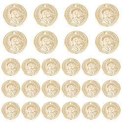 Echt 24 k vergoldet 40Stück Messing Charms, langlebig überzogen, Münzanhänger, flach rund mit edward vii, echt 24 k vergoldet, 12.5x0.7 mm, Bohrung: 1 mm