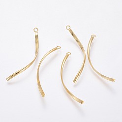 Настоящее золото 18K 304 подвески из нержавеющей стали, твист, реальный 18 k позолоченный, 40x2x1 мм, отверстие : 1.6 мм