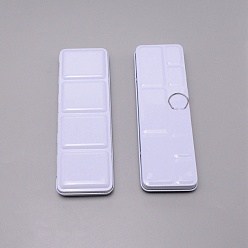 Blanco Caja de pintura de paleta de caja de lata de acuarela vacía de hierro, rectángulo con 24 cuadrículas, para suministros de pintura de arte, blanco, 22x7.35x2.55 cm