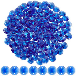 Озёрно--синий 120шт. гальванические стеклянные звенья соединители, граненые, для люстры призматическая цепочка из бусин, украшение ювелирных изделий своими руками, восьмиугольник, Плут синий, 14x14x7.5 мм, отверстие : 1.6 мм