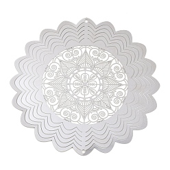 Цветок 201 нержавеющая сталь 3 вращающийся подвесной ветряной спиннер, для украшения сада внутри и снаружи помещения, не тускнеет, цвет нержавеющей стали, цветок, 150x1 мм, отверстие : 3 мм