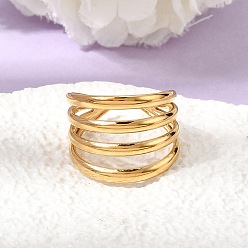 Настоящее золото 18K 304 Открытые кольца-манжеты из нержавеющей стали с широким ободком для женщин, ионное покрытие (ip), реальный 18 k позолоченный, 16 мм, внутренний диаметр: 18 мм