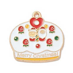 Food Рождественские эмали сплава подвески, золотые, торт, 23x23x1.2 мм, отверстие : 1.6 мм