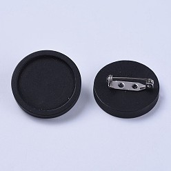 Черный 304 оправа для кабошонов из нержавеющей стали, с деревянным подносом, плоско-круглые, чёрные, лоток : 25 мм, 31x5 мм