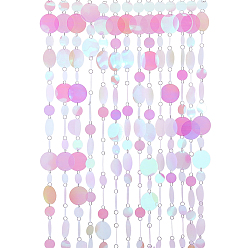 Sky Blue 20Pcs PVC Sequin Round Beaded Curtain, for Home Party Decorations, Sky Blue, 29x0.2mm and 52x0.2mm, 1m/pc