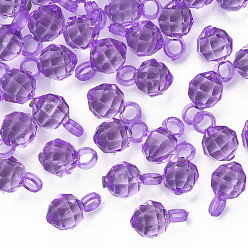 Сине-фиолетовый Прозрачные акриловые подвески, граненые, круглые, синий фиолетовый, 18x11x11 мм, отверстие : 4 мм