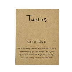 Телец 12 картонные карточки для демонстрации ювелирных изделий на тему созвездий, для показа ожерелья, деревесиные, прямоугольник со словом, Телец, 9x7x0.06 см