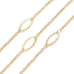 Золотой Вакуумное покрытие pvd 304 овальные звенья из нержавеющей стали кабельные цепи, пайки, с катушкой, золотые, 3x2x0.5 мм