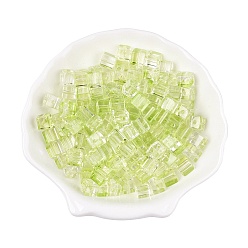 Зелено-Желтый Прозрачные стеклянные бусины для выпечки, кубические, зеленый желтый, 6.5~7x6~6.5x6~6.5 мм, отверстие : 1.5 мм, Около 1690 шт / 1000 г