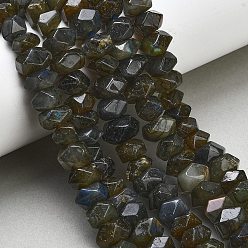 Лабрадорита Природные лабрадорита бисер нитей, самородки, граненые, 5.5~7x7.5~9.5x8~10 мм, отверстие : 1.1 мм, около 64 шт / нитка, 15.35'' (39 см)