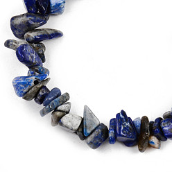 Lapis Lazuli Unisex Chip Natural Lapis Lazuli Beaded Stretch Bracelets, Inner Diameter: 1-3/4~2 inch(4.5~5cm)