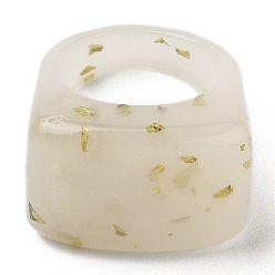 Weiß Harz-Fingerringe, mit Goldfolie, Rechteck, weiß, uns Größe 6, Innendurchmesser: 17 mm