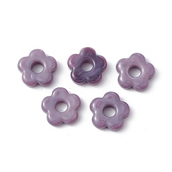 Old Rose Handmade Lampwork European Beads, Large Hole Beads, Flower, Old Rose, 15~16x4~6mm, Hole: 4.8mm