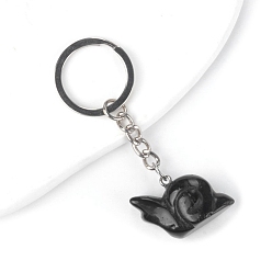 Obsidian Obsidian with Metal Keychain, Snail, 7cm