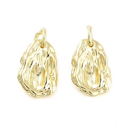 Настоящее золото 18K Стойки обшивки латунные подвески, долговечный, без кадмия и без свинца, с целью перехода в кольце, nuggest, реальный 18 k позолоченный, 16x9.5x4 мм, отверстие : 3.5 мм