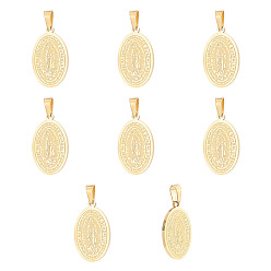 Золотой 10шт. модные 304 подвески из нержавеющей стали «Леди Гваделупская», плоский овал с девой марией / гуадалупской леди, золотые, 21x13x1.5 мм, отверстие : 4x6 мм