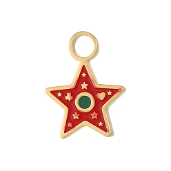 Красный 304 подвески из нержавеющей стали, звезды прелести, ионное покрытие (ip), реальный 18 k позолоченный, красные, 13x10 мм, отверстие : 2.5 мм