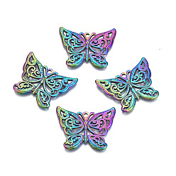 Rainbow Color Ion Plating(IP) 201 Stainless Steel Pendants, Butterfly, Rainbow Color, 24x30x2mm, Hole: 1.8mm