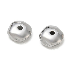Color de Acero Inoxidable 304 bolas de acero inoxidable, ronda irregular, color acero inoxidable, 8x8x4 mm, agujero: 1.5 mm