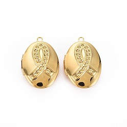Real 18K Gold Plated Brass Locket Pendants, Photo Frame Charms for Necklaces, Nickel Free, Oval, Real 18K Gold Plated, 24x16x6mm, Hole: 1.6mm, Inner Diameter: 10mm, Fit For 1.14mm rhinestone