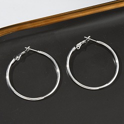 Серебро Серьги из 304 нержавеющей стали, гипоаллергенные серьги, Кольцевая форма, серебряные, 42.5x39.5x2 мм