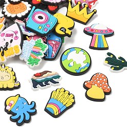 Mixed Color PVC Plastic Cabochons, Mixed Shapes, Mixed Color, 20~30x17~31x3.5~4mm