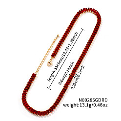Красный Женские теннисные ожерелья с прямоугольными кубическими цирконами из латуни, золотые, красные, 12.99 дюйм (33 см)