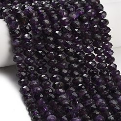 Аметист Природный аметист нитей бисера, рондель, граненые, 9.5~10x6.5~7.5 мм, отверстие : 1 мм, около 54~57 шт / нитка, 15.24~15.43'' (38.7~39.2 см)
