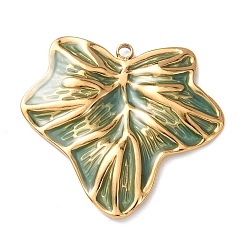 Золотой 304 подвески из нержавеющей стали, с эмалью, лист прелести, золотые, 30x33x2.5 мм, отверстие : 1.8 мм