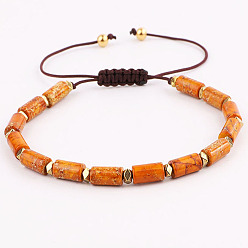 Имперская яшма Браслеты из натуральной императорской яшмы с бисером, регулируемые плетеные браслеты для женщин и мужчин