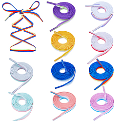 (52) Непрозрачная лаванда 10 пары 10 цвета трехцветные мозаичные шнурки-макаруны из полиэстера, украшения для обуви, разноцветные, 1200x8x1 мм, 1 пара / цвет