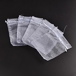 Gray Organza Gift Bags with Drawstring, Jewelry Pouches, Wedding Party Christmas Favor Gift Bags, Gray, Size: about 8cm wide, 10cm long