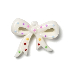 Белый Акриловые подвески, с эмалью, бантом, белые, 40.5x49.5x12 мм, отверстие : 3 мм